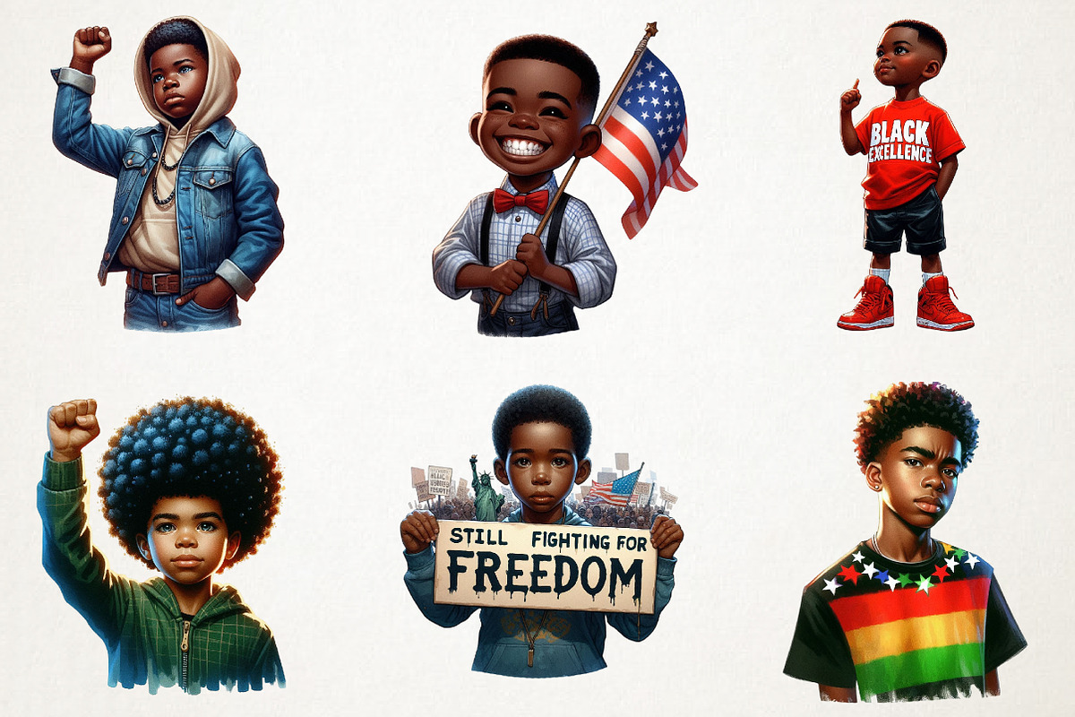 Juneteenth Black Boys PNG Clipart, an Illustration by RobertsArt (Photo 6 of 7)
