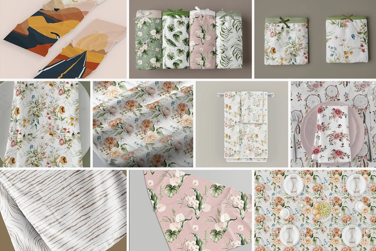 BUNDLE Mock Ups fabric textile, an Advertising Mockup by AnastasiyaOleynik (Photo 8 of 11)