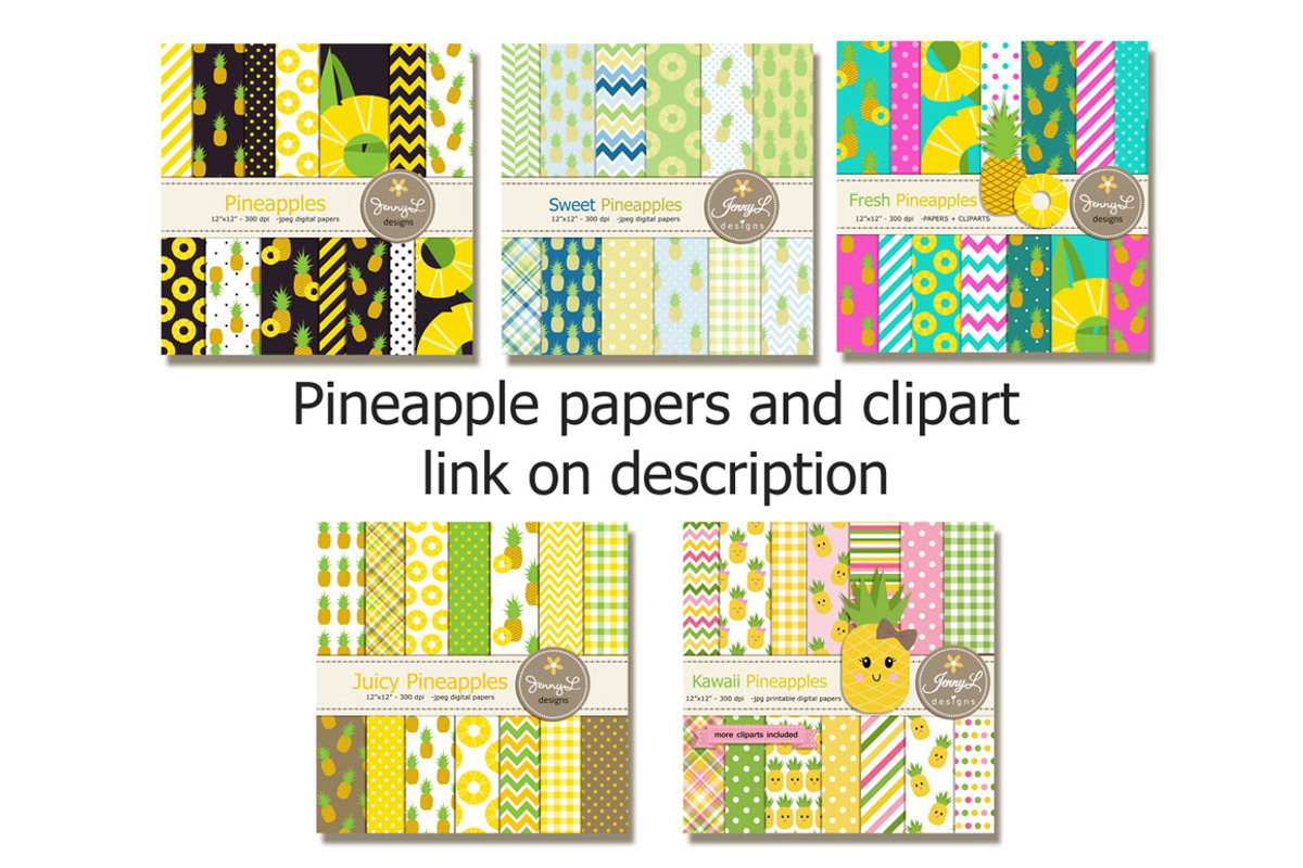 Pineapple Digital Papers, a Pattern Graphic by JennyL Designs (Photo 4 of 4)