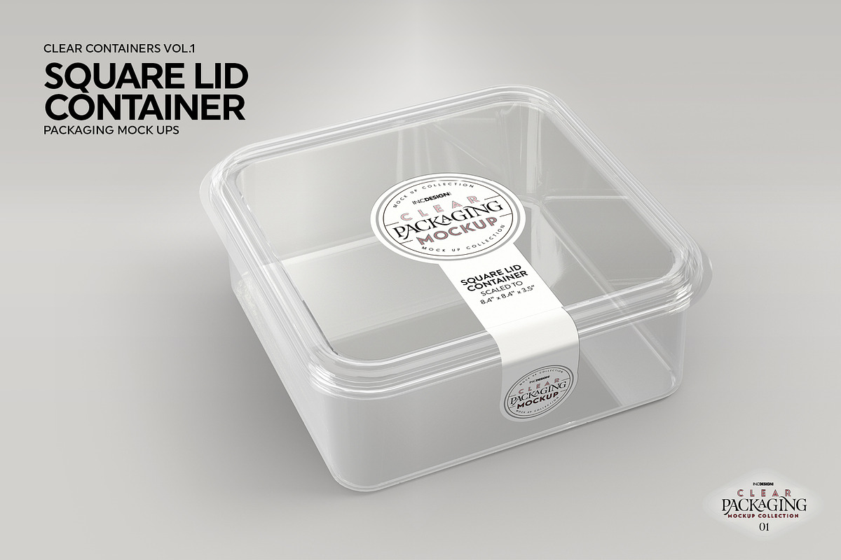 Clear Square Lid Container Mockup, a Cups & Container Mockup by INCDesign (Photo 7 of 8)