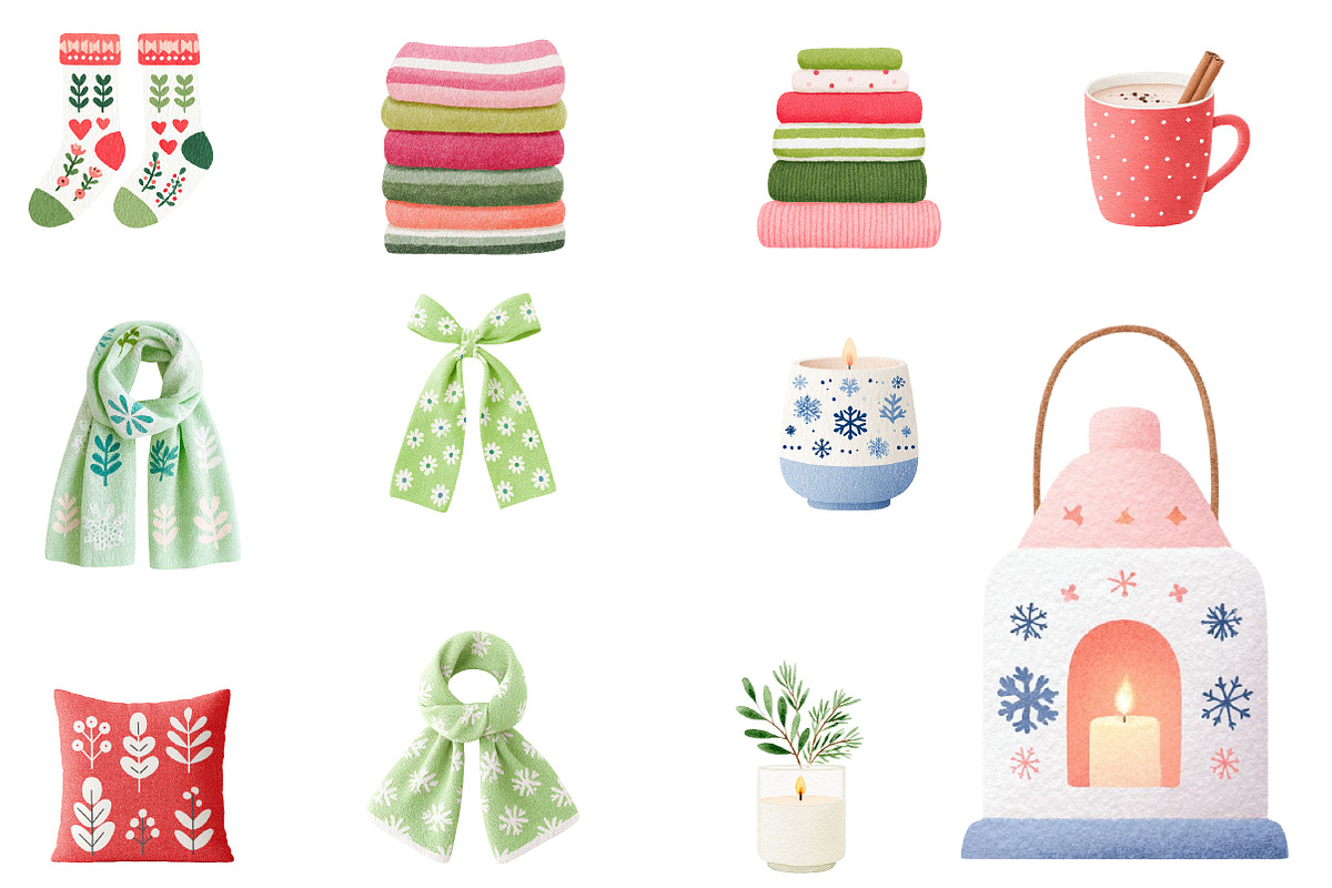 Watercolor Christmas Clipart, an Illustration by Designworld (Photo 3 of 4)