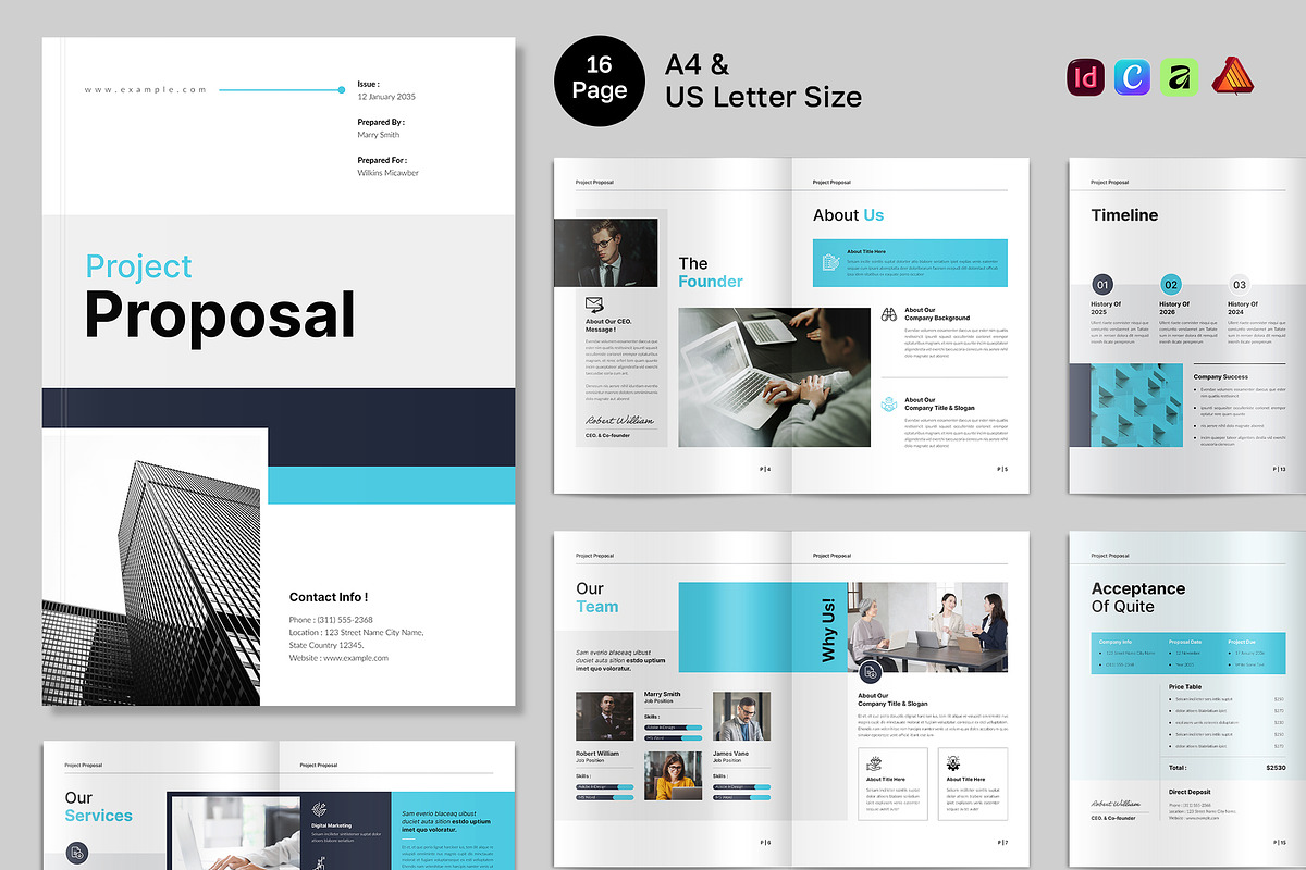 Project Proposal Canva Template, a Brochure Template by NorthPeak (Photo 1 of 6)