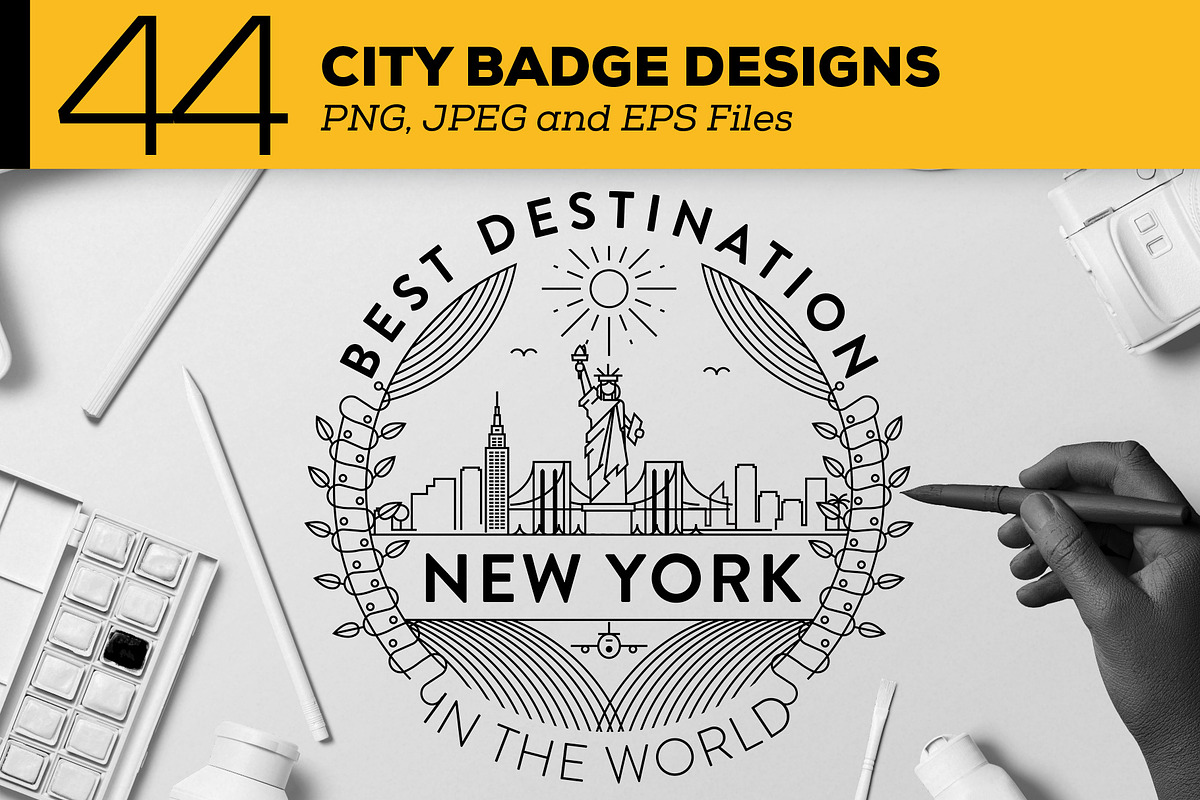 44 Linear City Badges, an Outline Icon by Kursat Unsal (Photo 1 of 25)