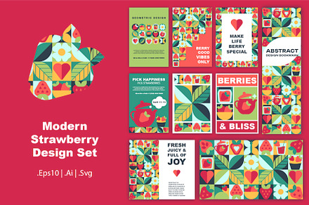 Modern Strawberry Mosaic Design Set