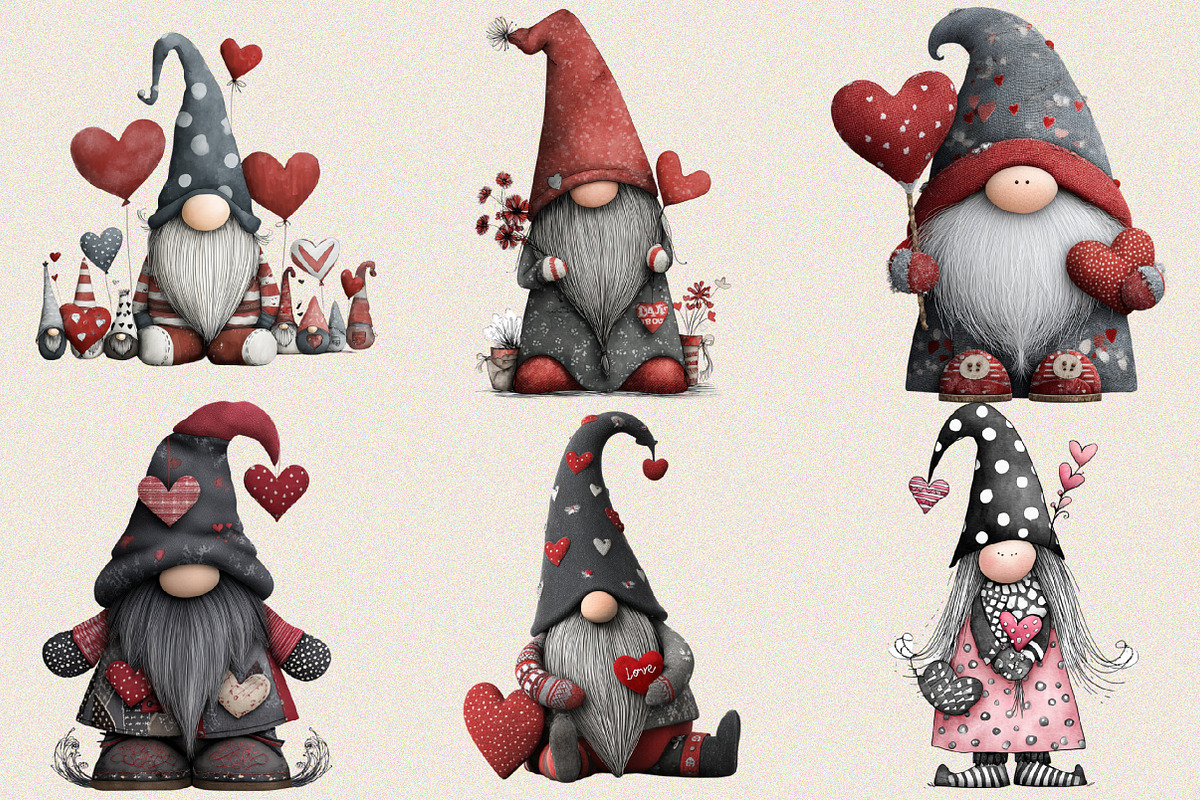Watercolor Valentines Day Gnome Clip, an Illustration by SVGArt (Photo 2 of 8)