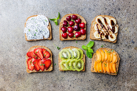 Sandwiches of toast with peanut butte featuring bread, food, and sandwich, a Food & Drink Photo by piter.goskov