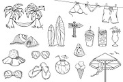Summer elements, hand drawn vector, a Graphic by InkySplash (Thumbnail 2 of 2)