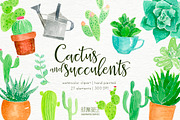 watercolor  CXactus and succulents, a Decorative Illustration by Autumn Breeze (Thumbnail 1 of 3)