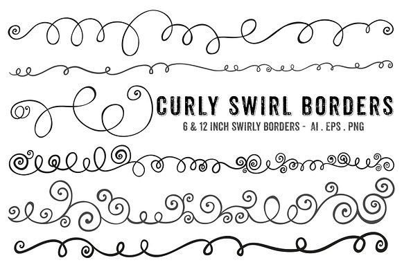 Swirl Borders, EPS, PNG + PS Brush preview 5