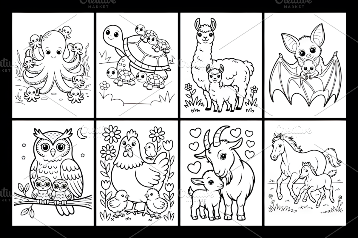 Mother’s Day Animals Coloring Book, a Seasonal Illustration by Design Station (Photo 3 of 3)