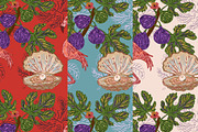 Flamingo, Fig and Pearl Oyster, a Pattern Graphic by NayaChu (Thumbnail 9 of 9)