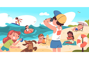 Children playing beach. Kids play in, a Person Illustration by Stock-Smart-Start