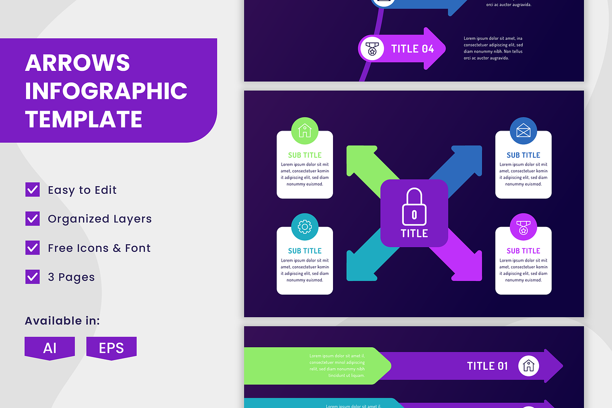 Arrows Infographic Template, a Templates & Theme by Bartama Graphic (Photo 1 of 4)