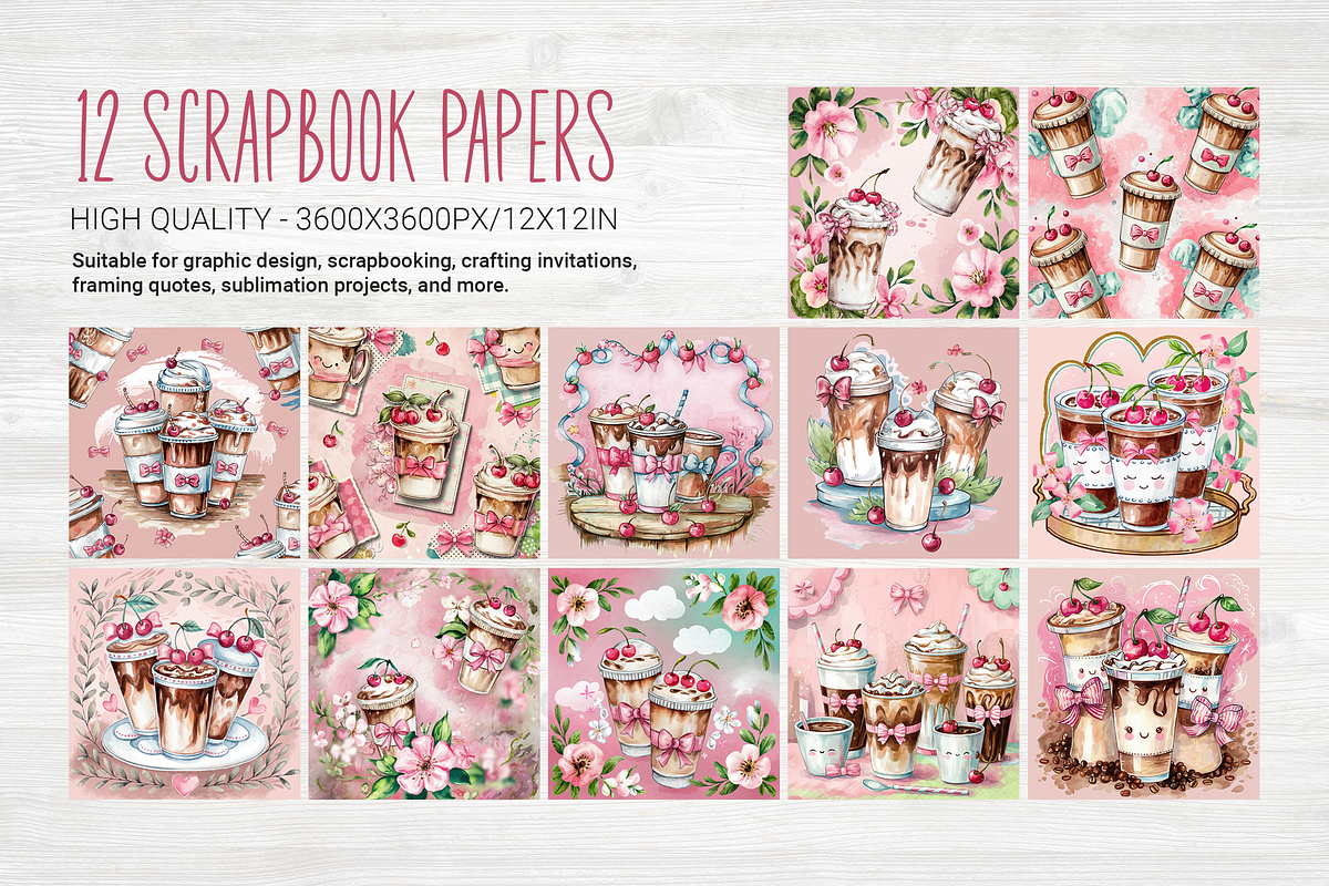 Cute Blossom Latte, a Background Graphic by Curve Design (Photo 7 of 7)
