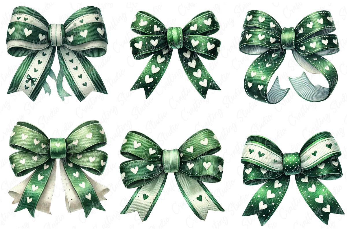 St Patrick's Day Heart Coquette Bow, an Illustration by Watercolor design (Photo 4 of 4)