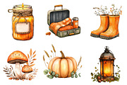 Burnt Orange Autumn Clipart, an Illustration by Watercolor design (Thumbnail 3 of 5)