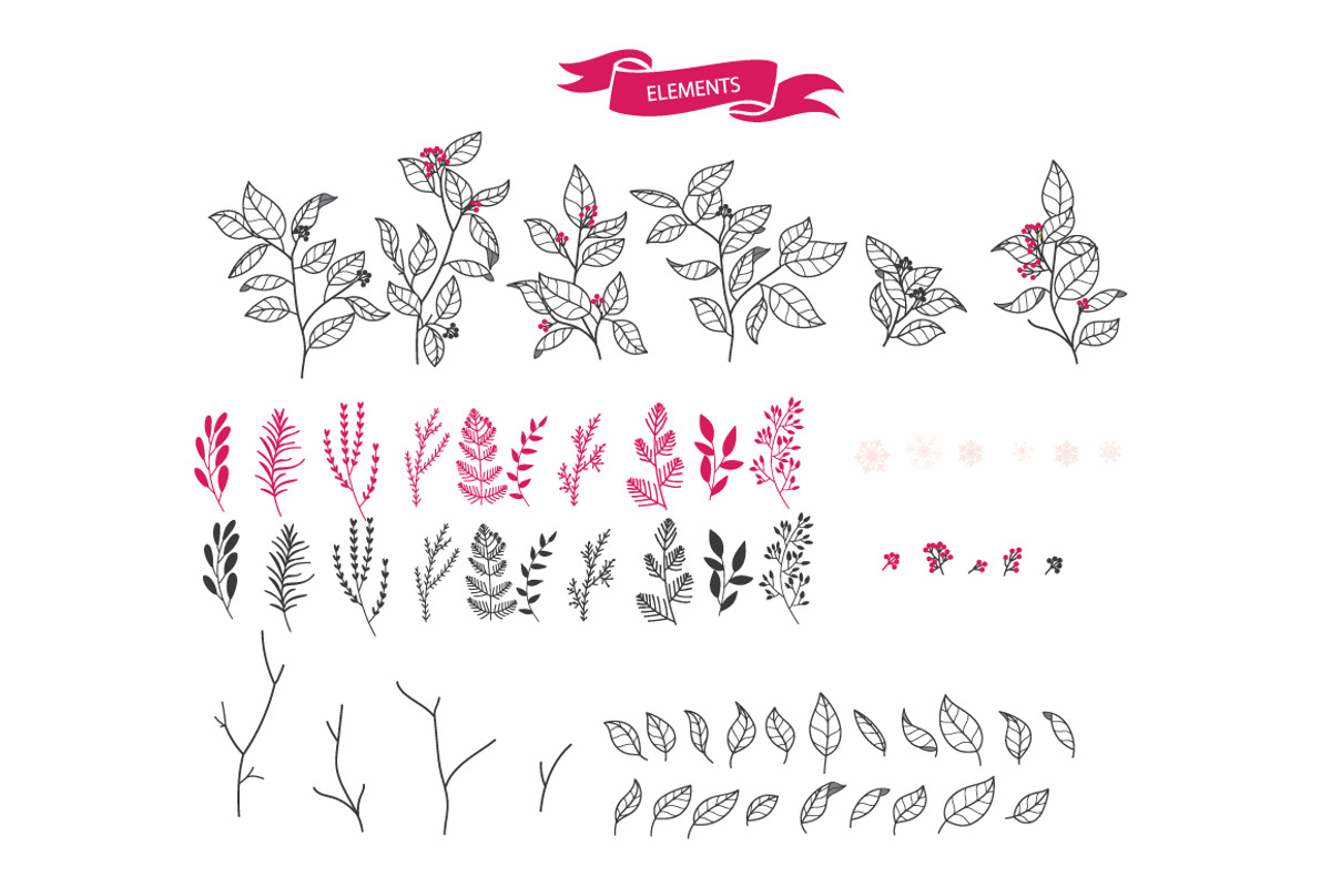 Black and Red Flower Autumn/Fall set, a Decorative Illustration by MooBeer (Photo 3 of 4)