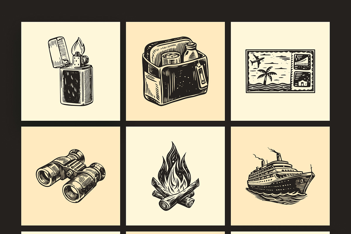 Vintage Travel Illustration Set, a Transportation Illustration by Prosymbols (Photo 9 of 10)