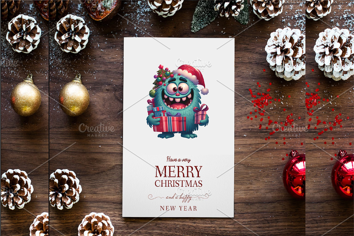Christmas Monsters. Tshirt, PNG., an Animal Illustration by KENO Mascots (Photo 7 of 8)