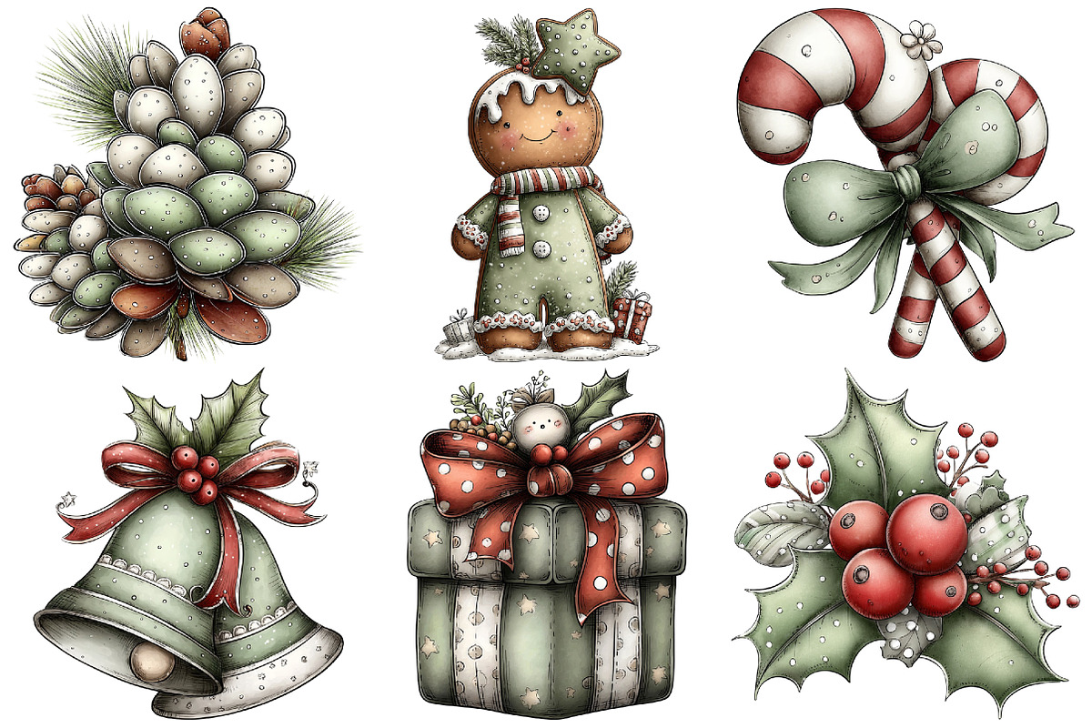 Watercolor Christmas Clipart, an Illustration by Pixels.Craft (Photo 6 of 6)