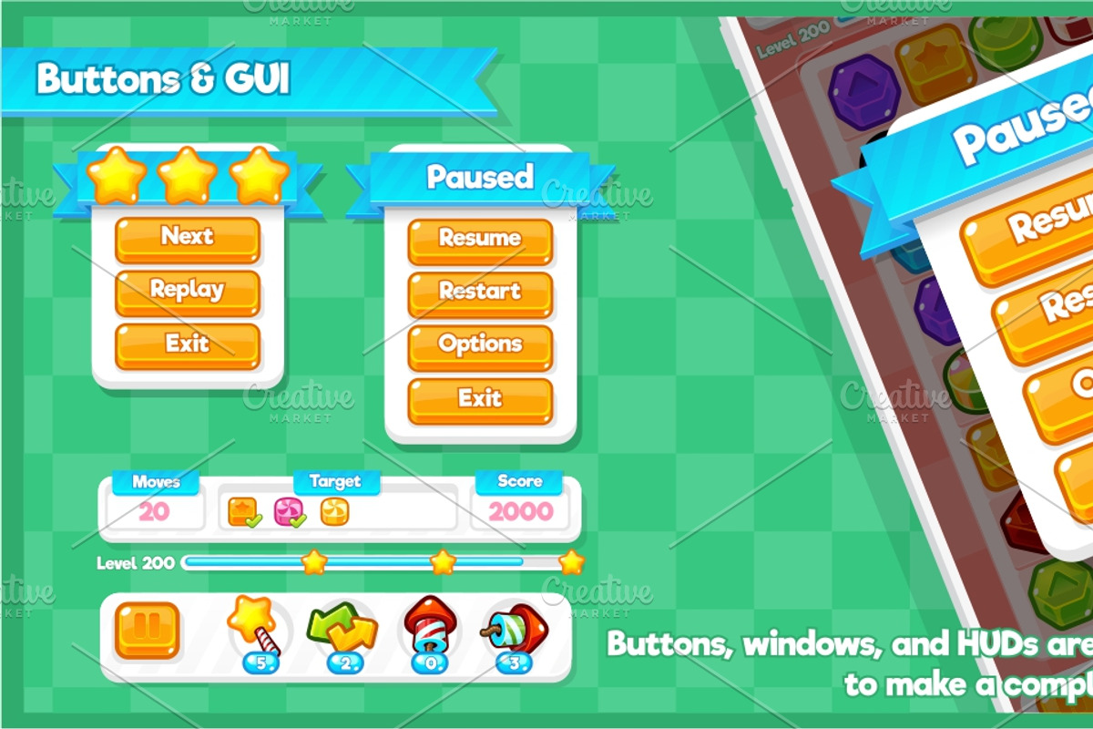 Cute Candy - Match Three Game Assets, an Illustration by pzUH (Photo 3 of 5)