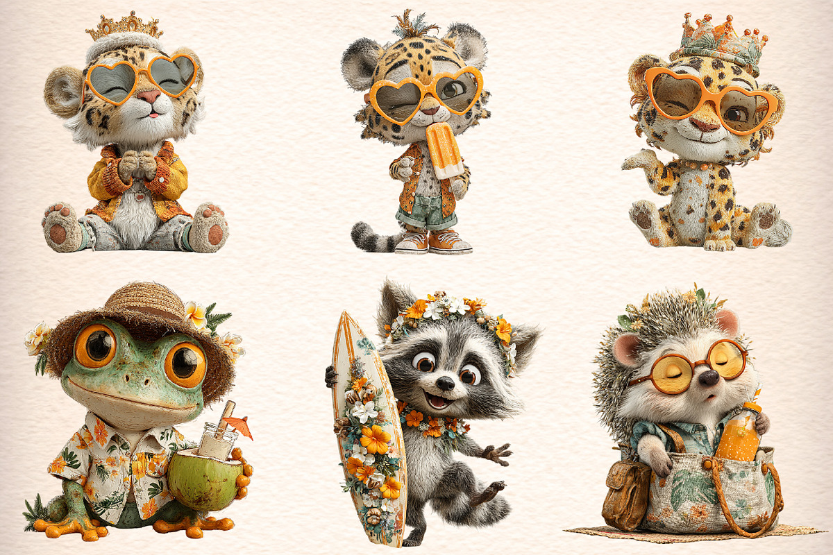 Funny Summer Beach Animals Clipart, an Illustration by Digital Artistic99 (Photo 3 of 11)
