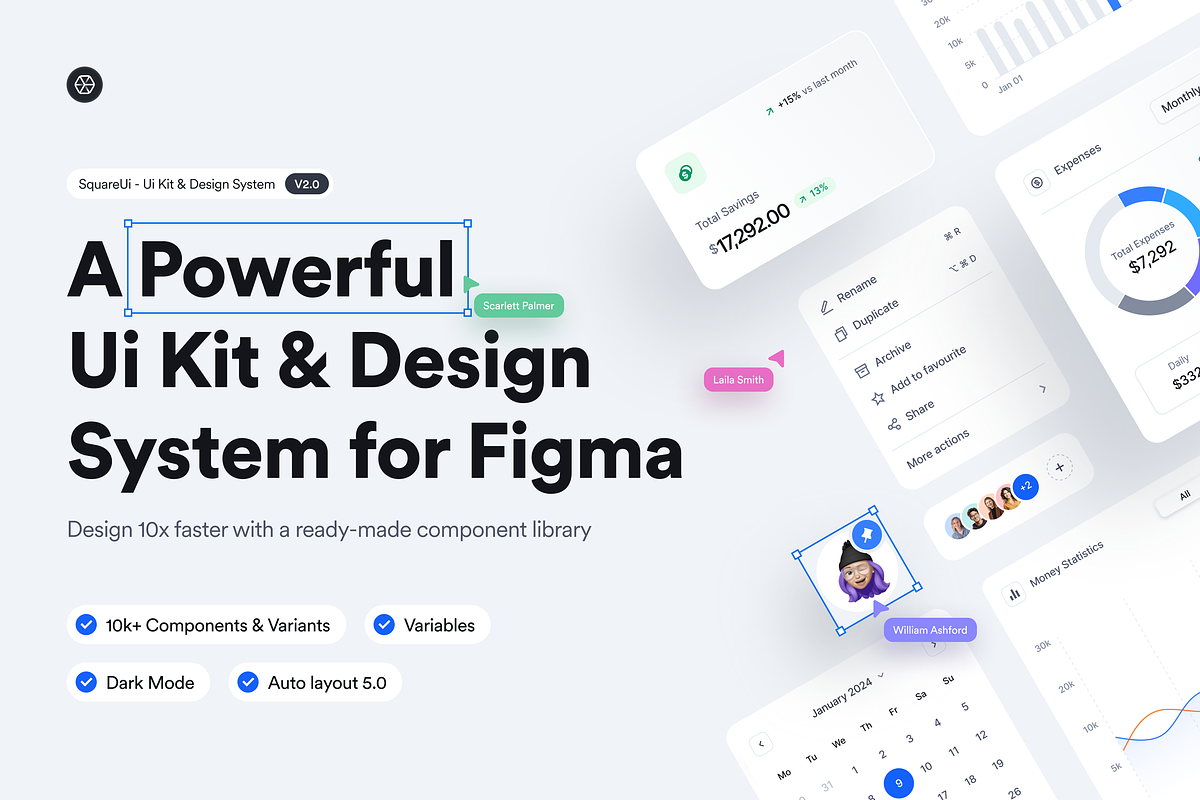 SquareUi - Ui Kit & Design System, an UI Kit Template by MhamdiRabii (Photo 1 of 5)
