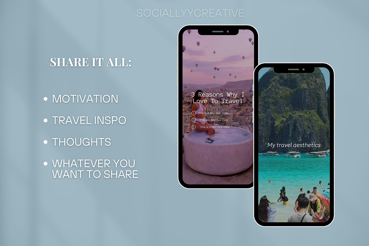 50 Instagram Travel Reel Templates, a Social Media Template by SociallyyCreative (Photo 6 of 10)