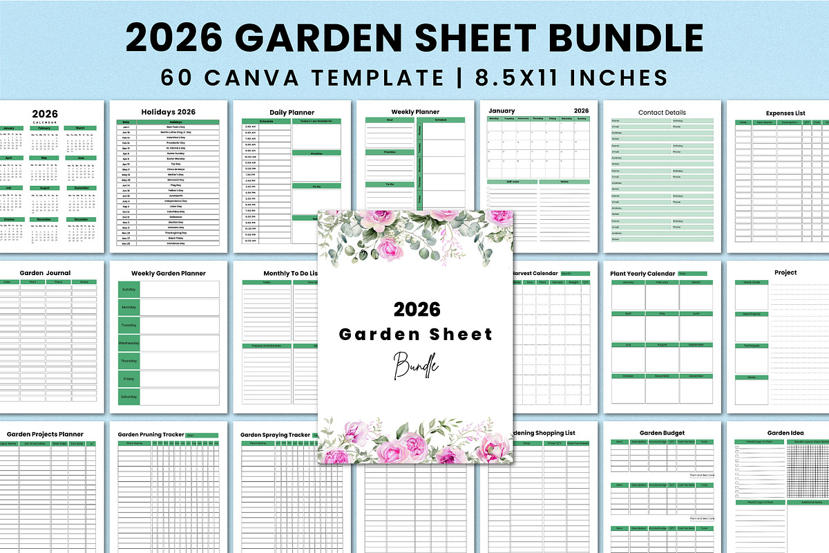 2026 Garden Sheet Bundle For Canva