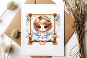 Cute Angel on Swing. Clipart, PNG., an Animal Illustration by KENO Mascots (Thumbnail 6 of 8)
