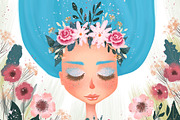 Floral Tea Girl Illustration, a Decorative Illustration by Chloe's Illustrations (Thumbnail 2 of 10)