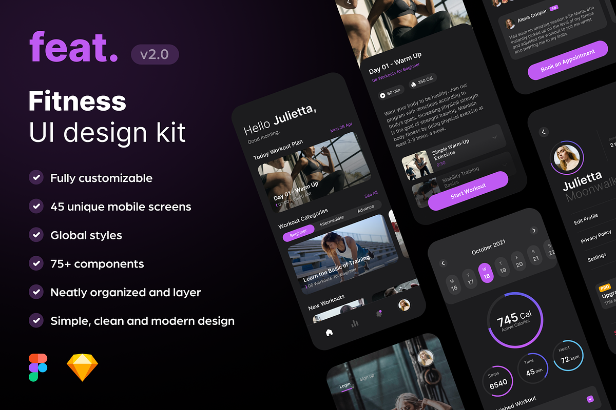 Feat Fitness UI Design Kit, an UI Kit Template by phoneixdesign (Photo 1 of 5)