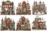 Christmas Town Sublimation Clipart, an Illustration by Craft Nest (Thumbnail 6 of 7)