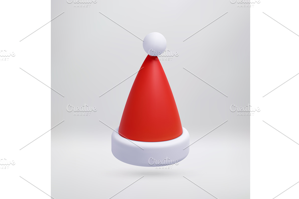 3D red santa hat with white pom pom, an Object Illustration by Abscent