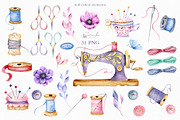 SEWING WATERCOLOR CLIPART, an Illustration by CaraulanStore (Thumbnail 4 of 8)
