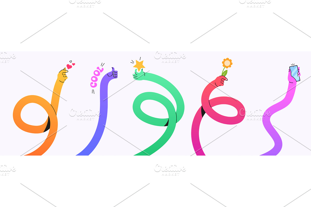 Colorful twisting gesture shapes, a Person Illustration by art PVP - market
