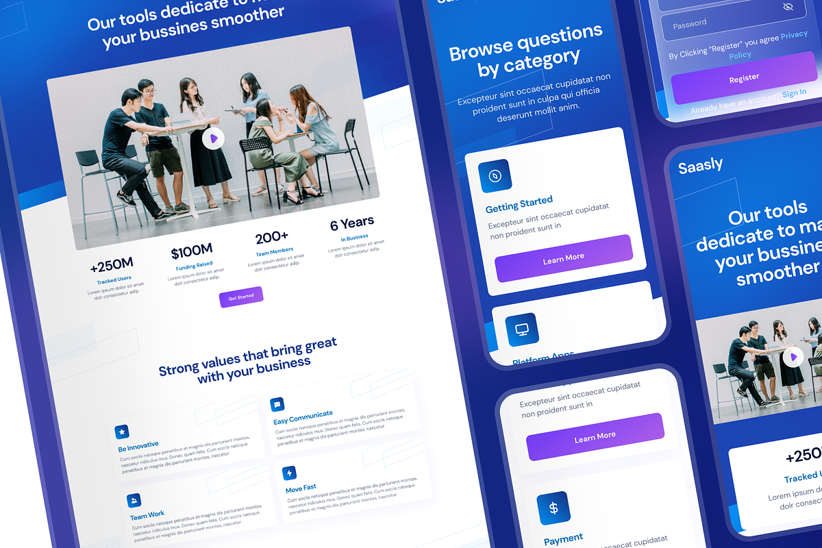 Saas & Tech Web Mobile UI Kit Saasly, an UI Kit Template by dhuhacreative (Photo 2 of 8)
