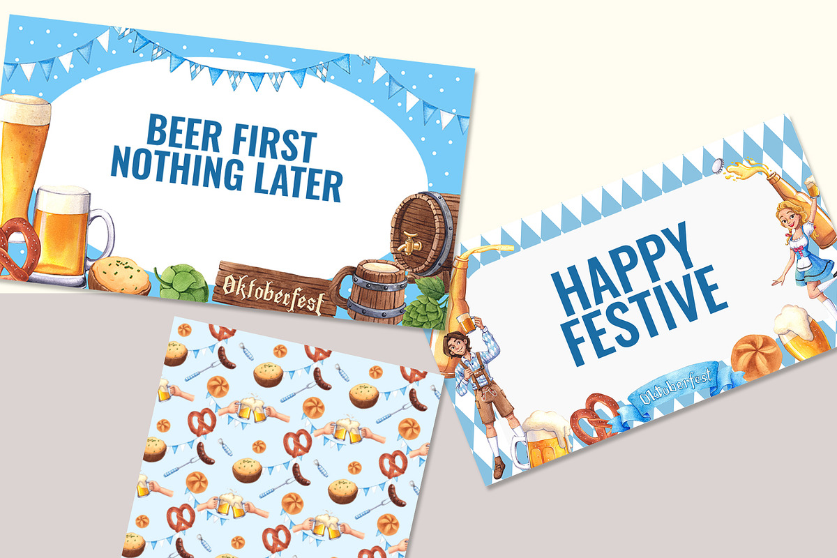 Bavarian Beer Festival Watercolor, a Food Illustration by CreativeValuation (Photo 11 of 12)