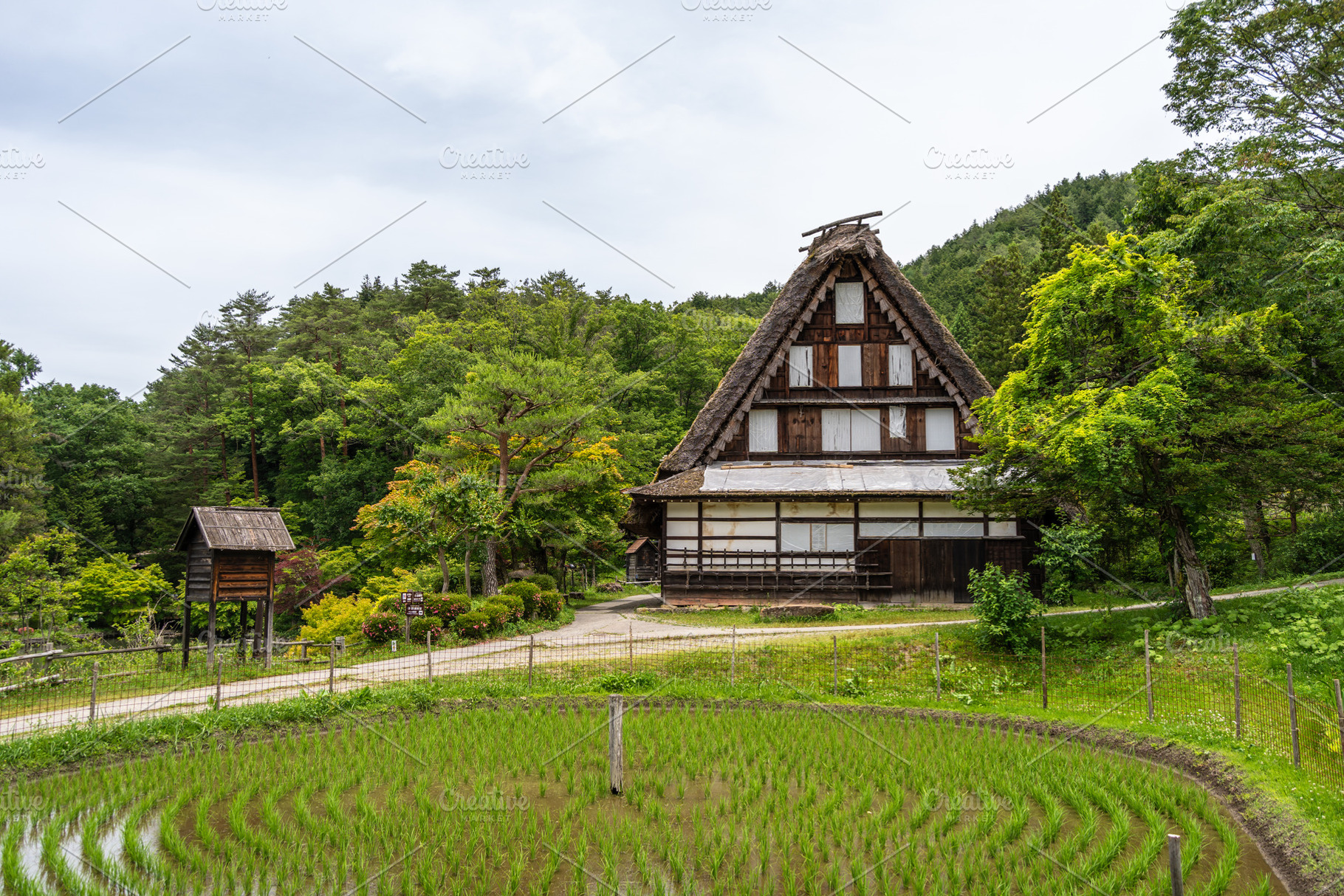 Traditional rice field and farmhouses in Hida no Sato, Takayama, an Architecture Photo by GoodGoods