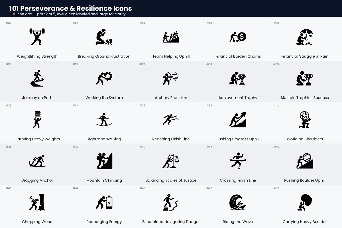 Perseverance & Resilience Icons, a Solid Icon by Symbolic Language (Photo 3 of 7)