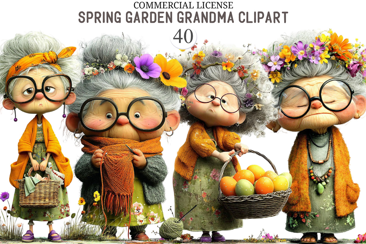 Whimsical Spring Garden Grandma Clip, an Illustration by designcity5 (Photo 1 of 5)