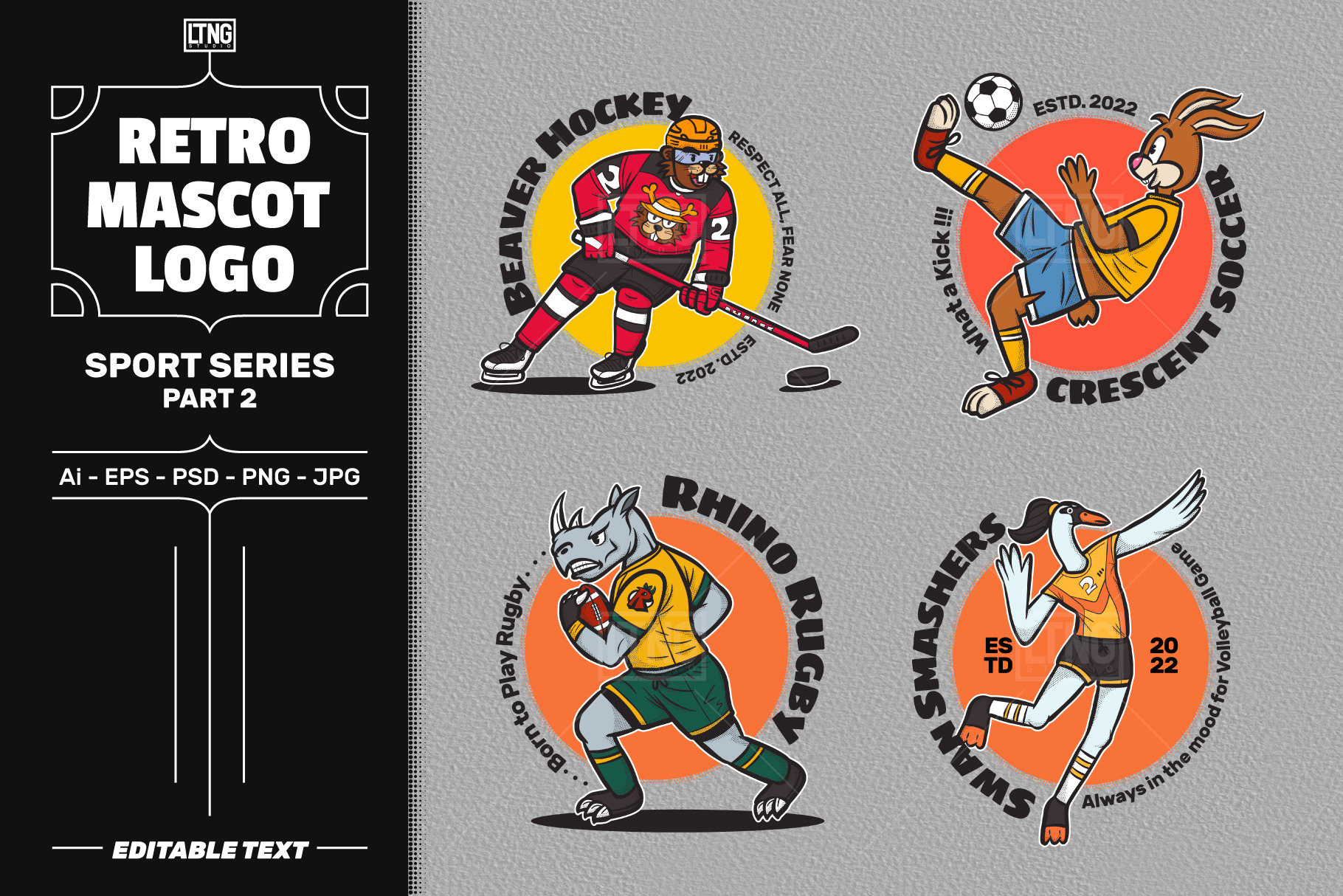 Retro Mascot Logo Sport Part 2, a Branding & Logo Template by LTNG STUDIO