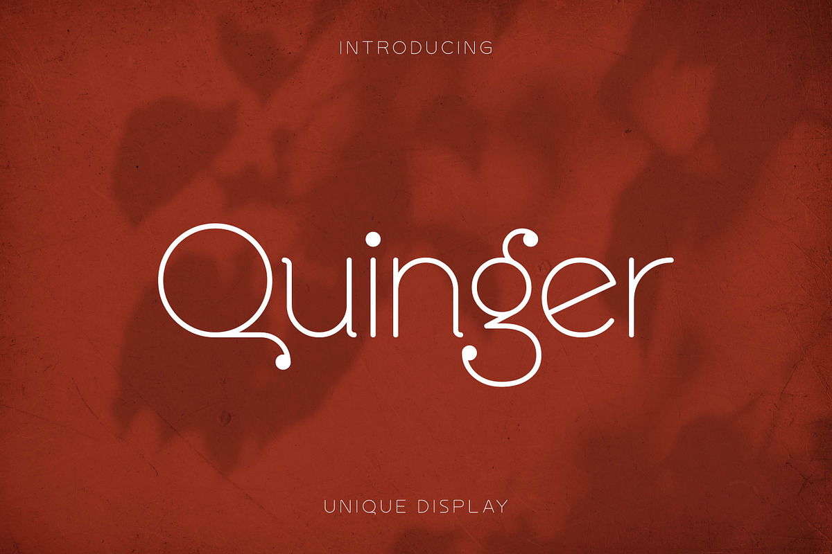 Quinger - Unique Sans Display, a Sans Serif Font by Almarkhatype (Photo 1 of 10)