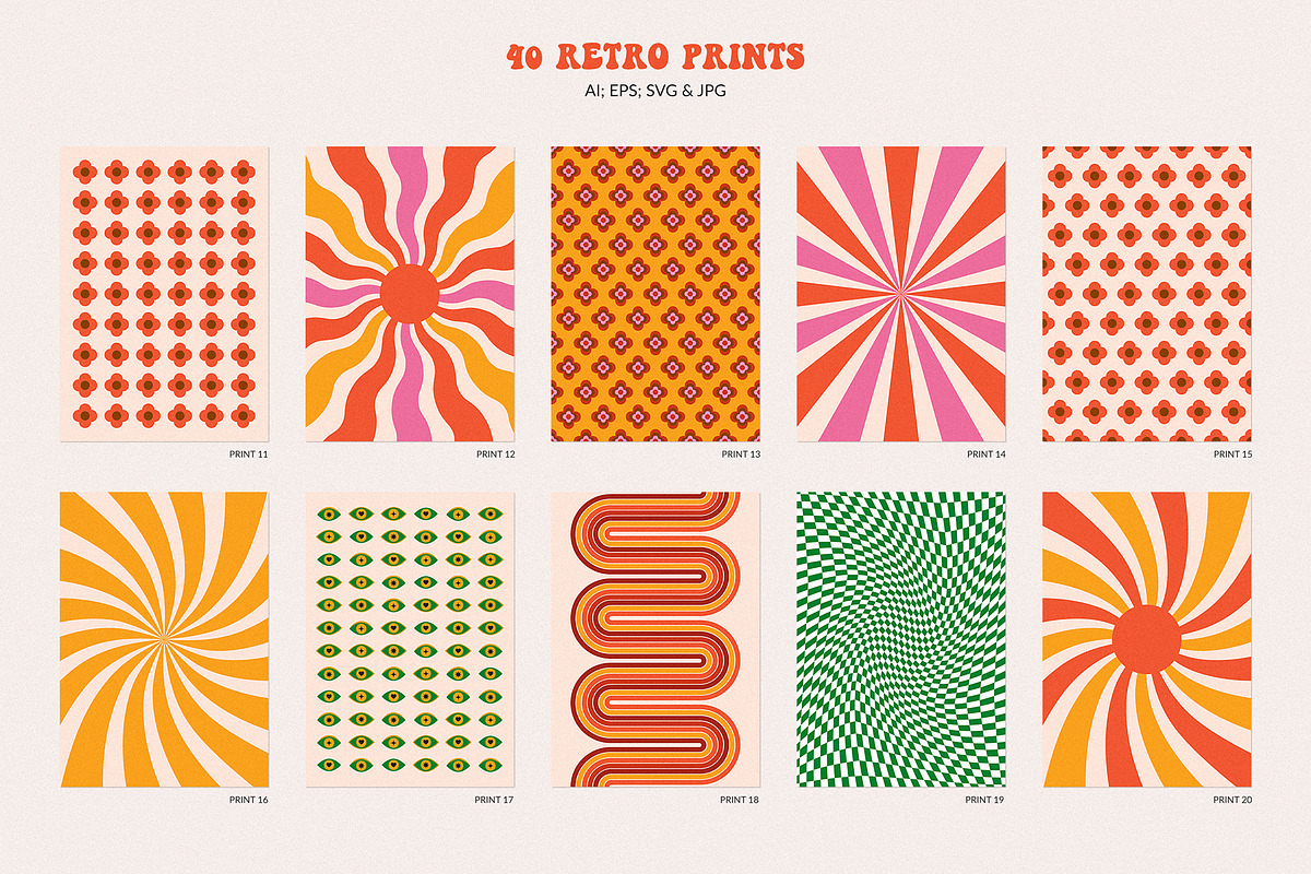 Retro Vibes Graphic Set 60s 70s, an Illustration by May Motif (Photo 10 of 23)