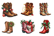 Christmas Cowboy Boots Clipart, an Illustration by SinaCreation (Thumbnail 4 of 7)