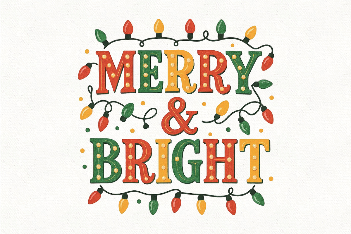 Merry and Bright PNG Christmas Light, an Illustration by CraftArtStudio (Photo 1 of 4)