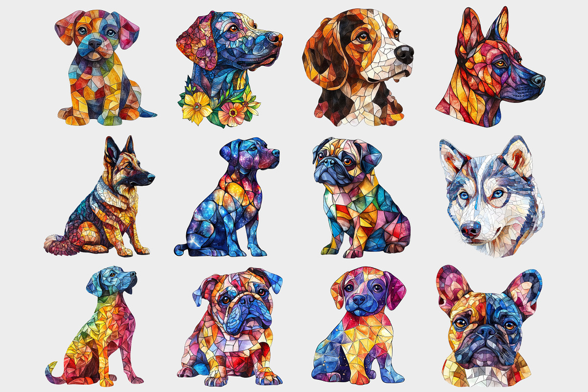 Watercolor Stained Glass Dogs Clipar, a Seasonal Illustration by Design Market (Photo 3 of 5)