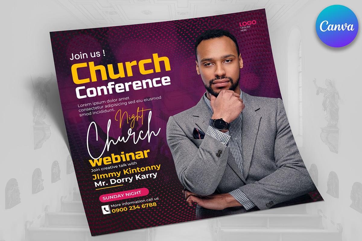 Church Worship Flyer Canva Temlate, a Flyer Template by Psd Templates (Photo 2 of 2)