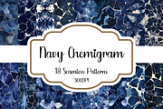 Navy Chemigram Seamless Patterns, a Pattern Graphic by PrintablesByFranklyn (Thumbnail 1 of 4)