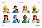 Women in STEM 3D Icon Set, a Characters & Person 3D Model by Eklip Studio (Thumbnail 2 of 3)